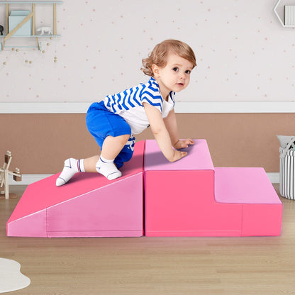 2-Piece Step and Slide Climber for Infants and Toddlers-Pink