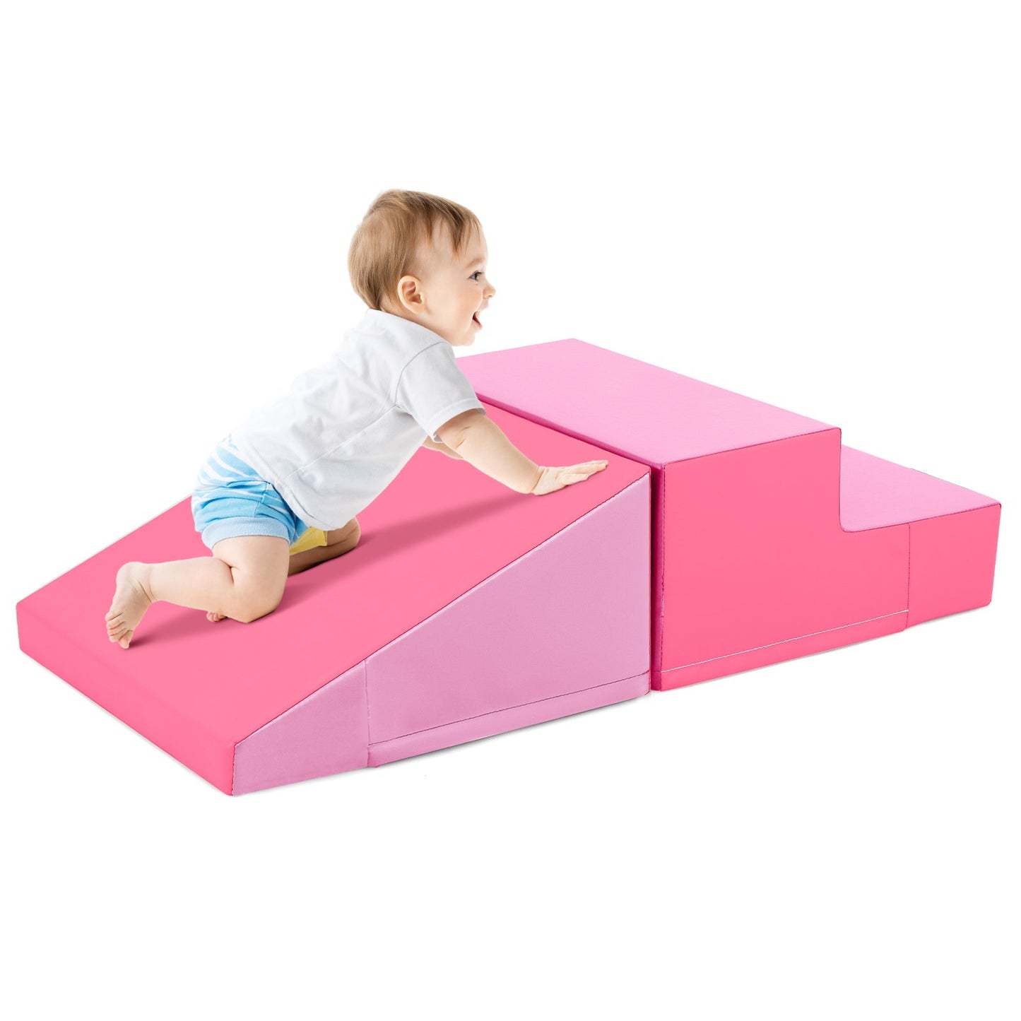 2-Piece Step and Slide Climber for Infants and Toddlers-Pink