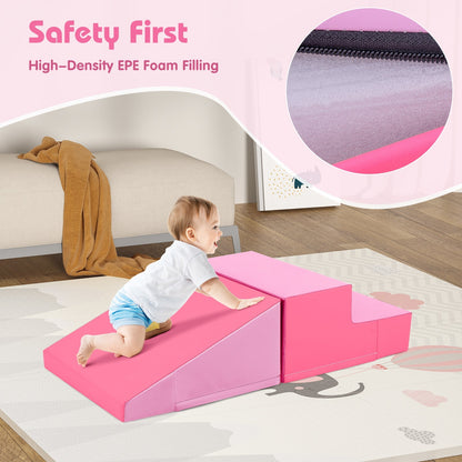 2-Piece Step and Slide Climber for Infants and Toddlers-Pink