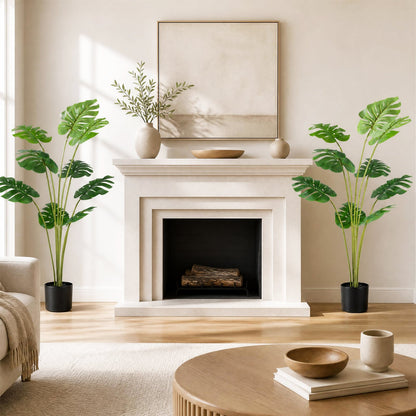 2 Pieces 120 cm Artificial Monstera Deliciosa Plant in Pot