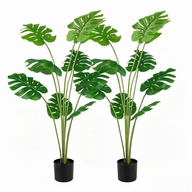 2 Pieces 120 cm Artificial Monstera Deliciosa Plant in Pot