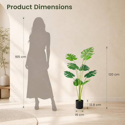 2 Pieces 120 cm Artificial Monstera Deliciosa Plant in Pot