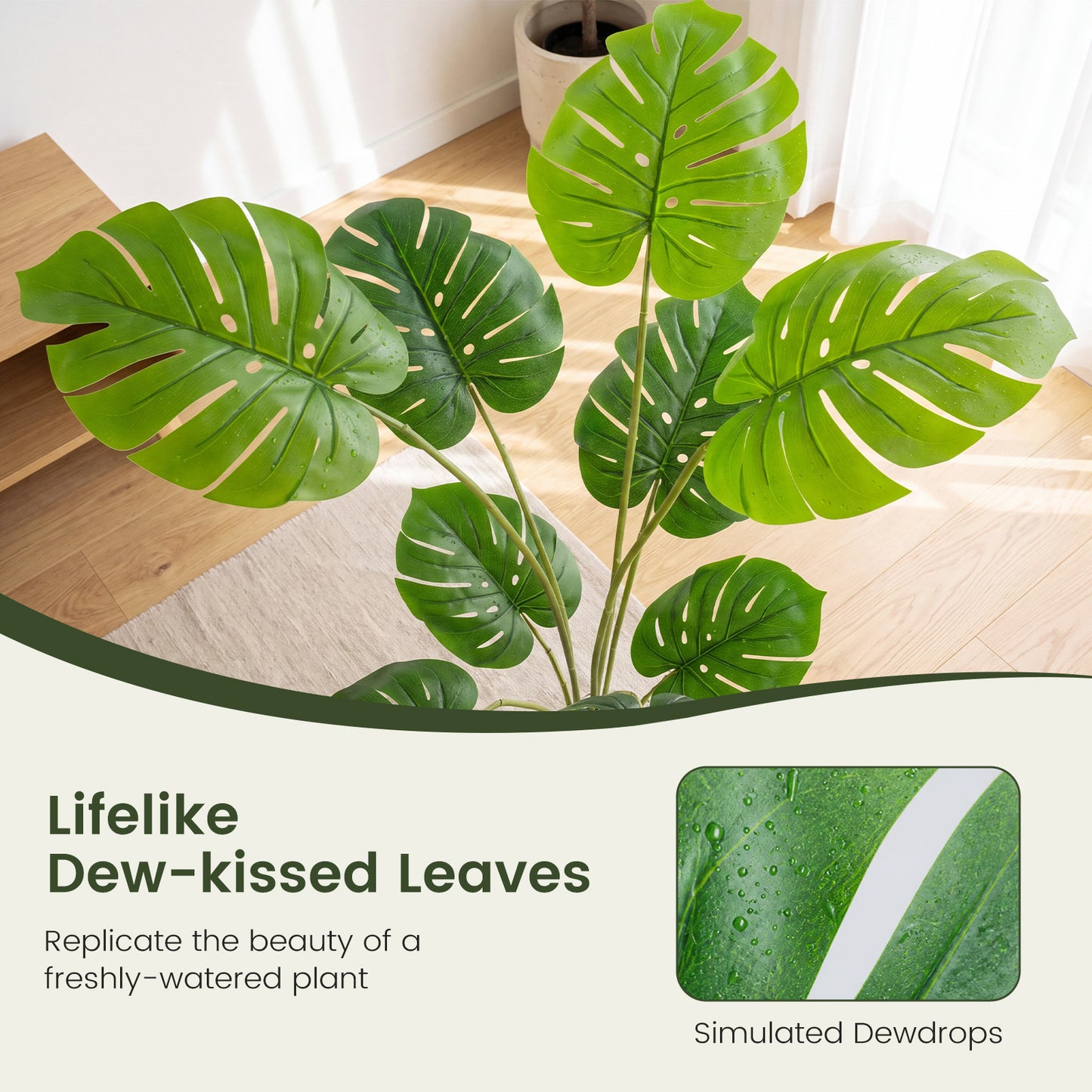 2 Pieces 120 cm Artificial Monstera Deliciosa Plant in Pot