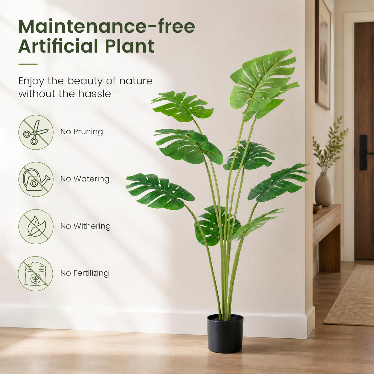 2 Pieces 120 cm Artificial Monstera Deliciosa Plant in Pot