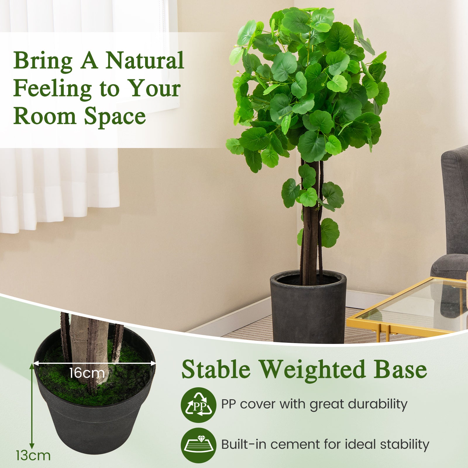 2 Pieces Artificial Crabapple Tree Fake Plant in Pot with Real Wood Trunk and Branches