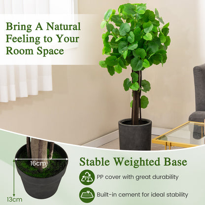 2 Pieces Artificial Crabapple Tree Fake Plant in Pot with Real Wood Trunk and Branches