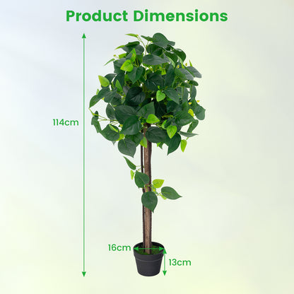 2 Pieces Artificial Hydrangea Tree Fake Potted Silk Tree with Realistic Hydrangea Leaves