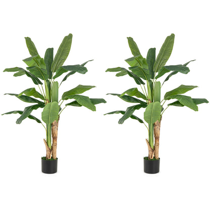 2 Pieces Bird of Paradise Artificial Plant Faux Banana Leaf Trees