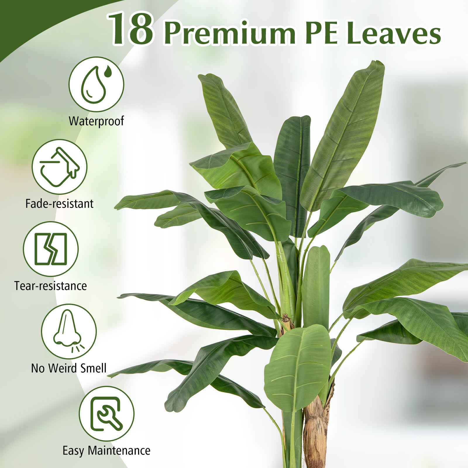 2 Pieces Bird of Paradise Artificial Plant Faux Banana Leaf Trees