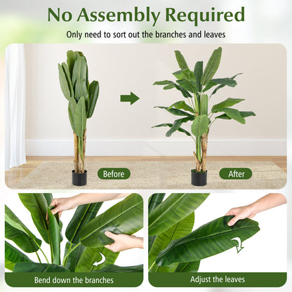 2 Pieces Bird of Paradise Artificial Plant Faux Banana Leaf Trees