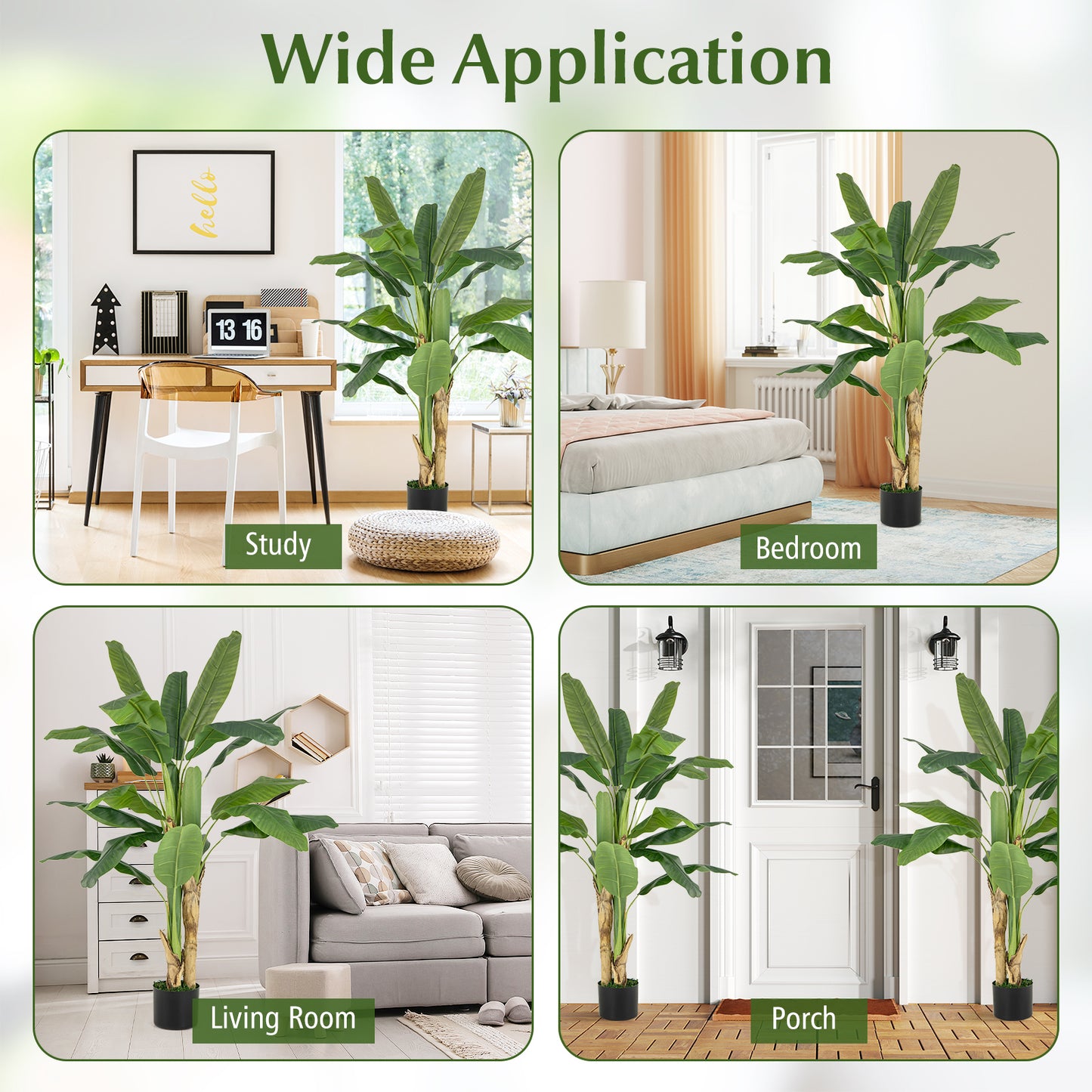 2 Pieces Bird of Paradise Artificial Plant Faux Banana Leaf Trees
