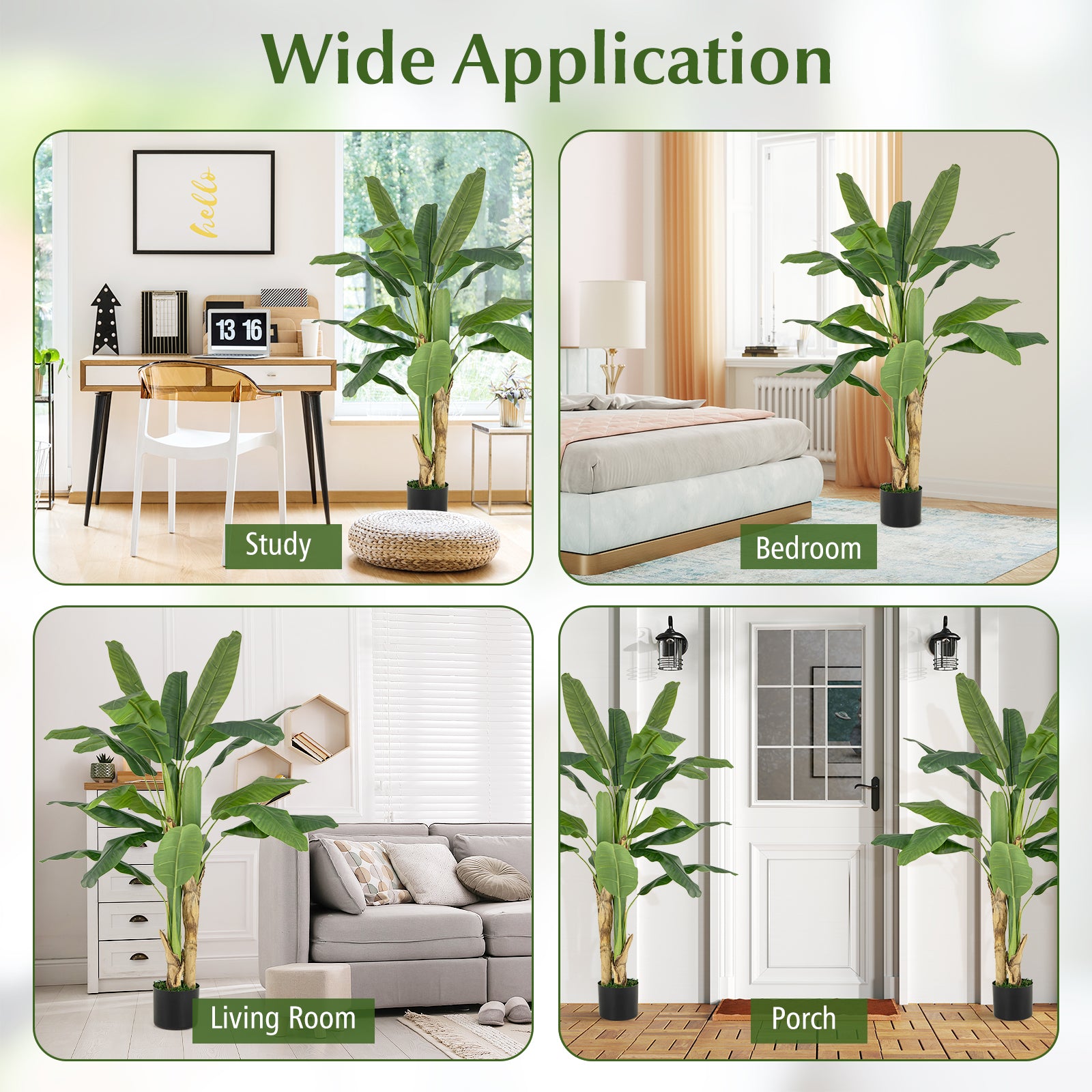2 Pieces Bird of Paradise Artificial Plant Faux Banana Leaf Trees