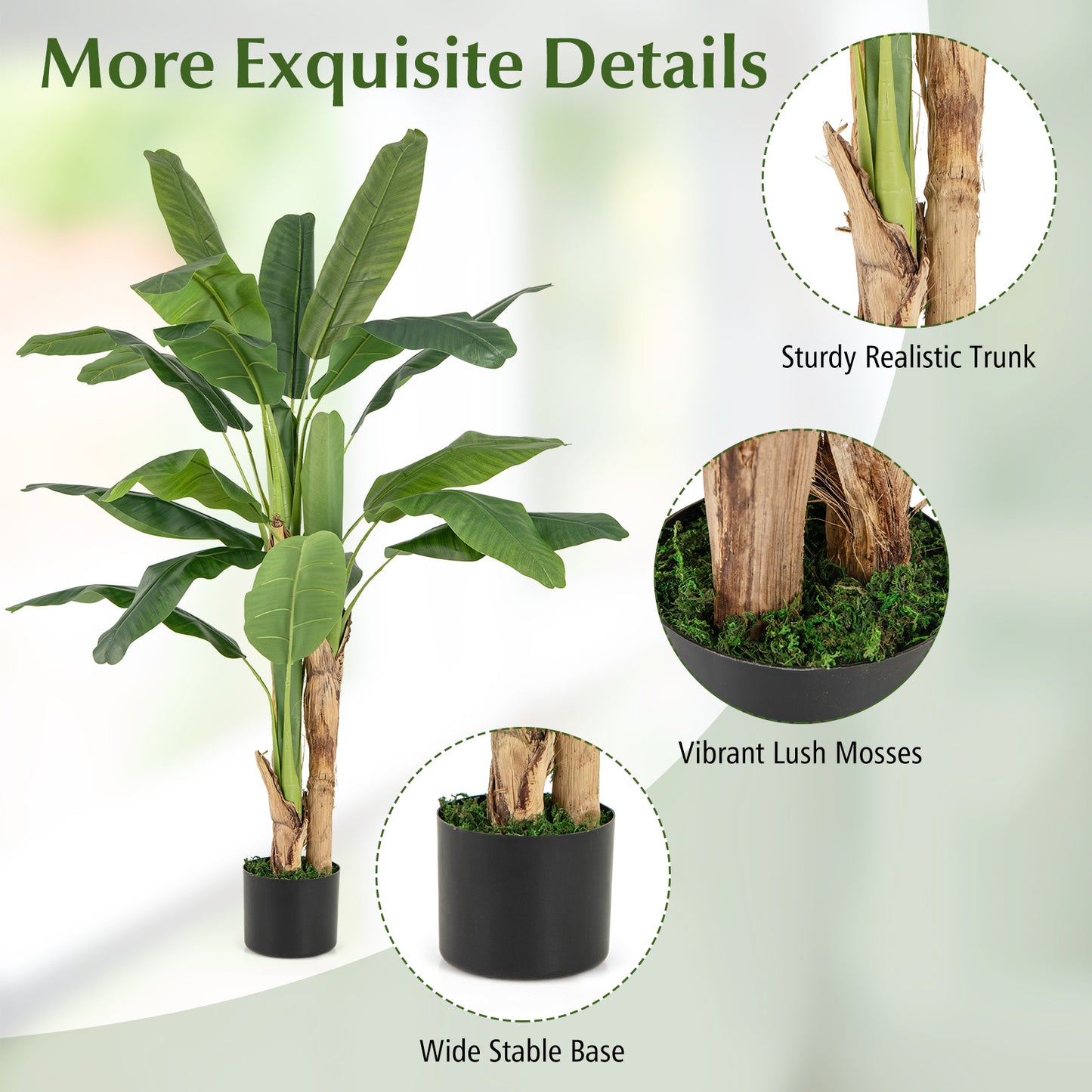2 Pieces Bird of Paradise Artificial Plant Faux Banana Leaf Trees