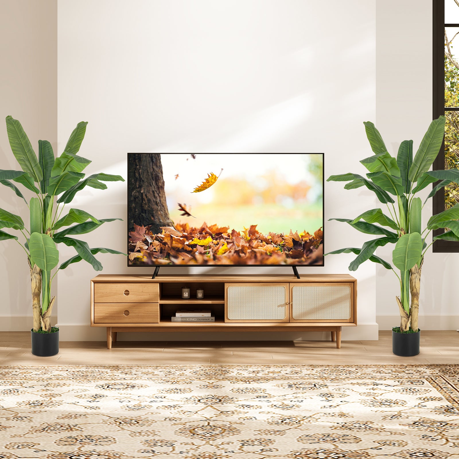 2 Pieces Bird of Paradise Artificial Plant Faux Banana Leaf Trees