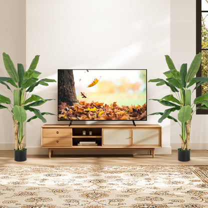 2 Pieces Bird of Paradise Artificial Plant Faux Banana Leaf Trees