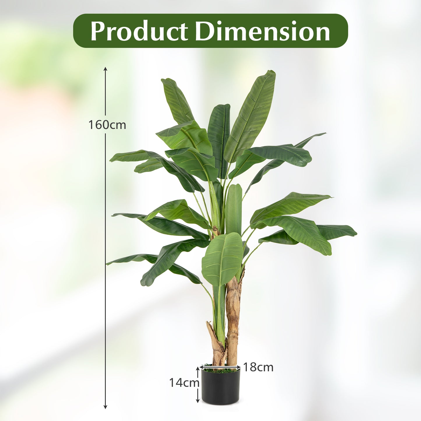 2 Pieces Bird of Paradise Artificial Plant Faux Banana Leaf Trees