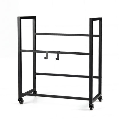 2-Tier Drink Crate Rack Rolling Bottle Crate Shelf with Wheels-Black