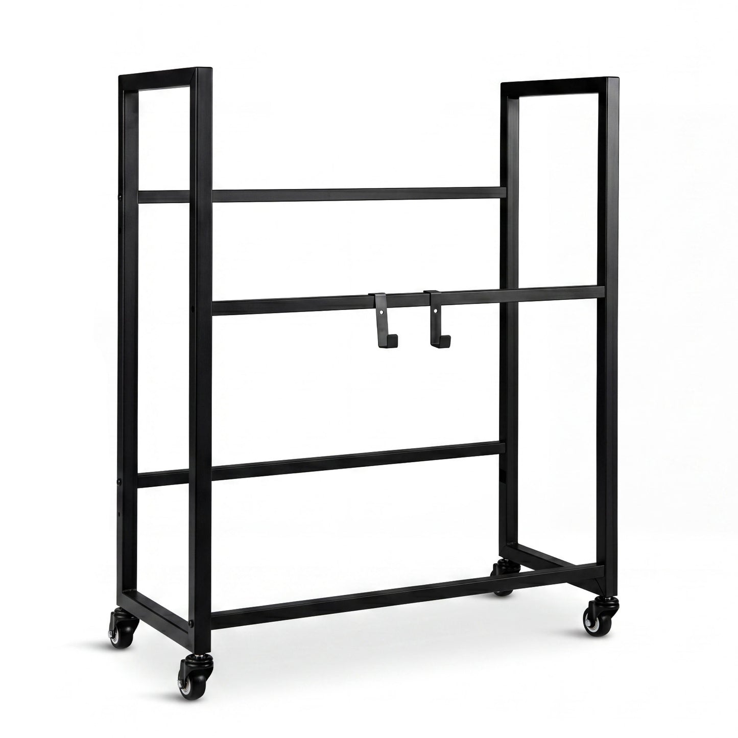 2-Tier Drink Crate Rack Rolling Bottle Crate Shelf with Wheels-Black