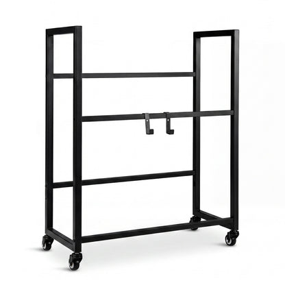 2-Tier Drink Crate Rack Rolling Bottle Crate Shelf with Wheels-Black