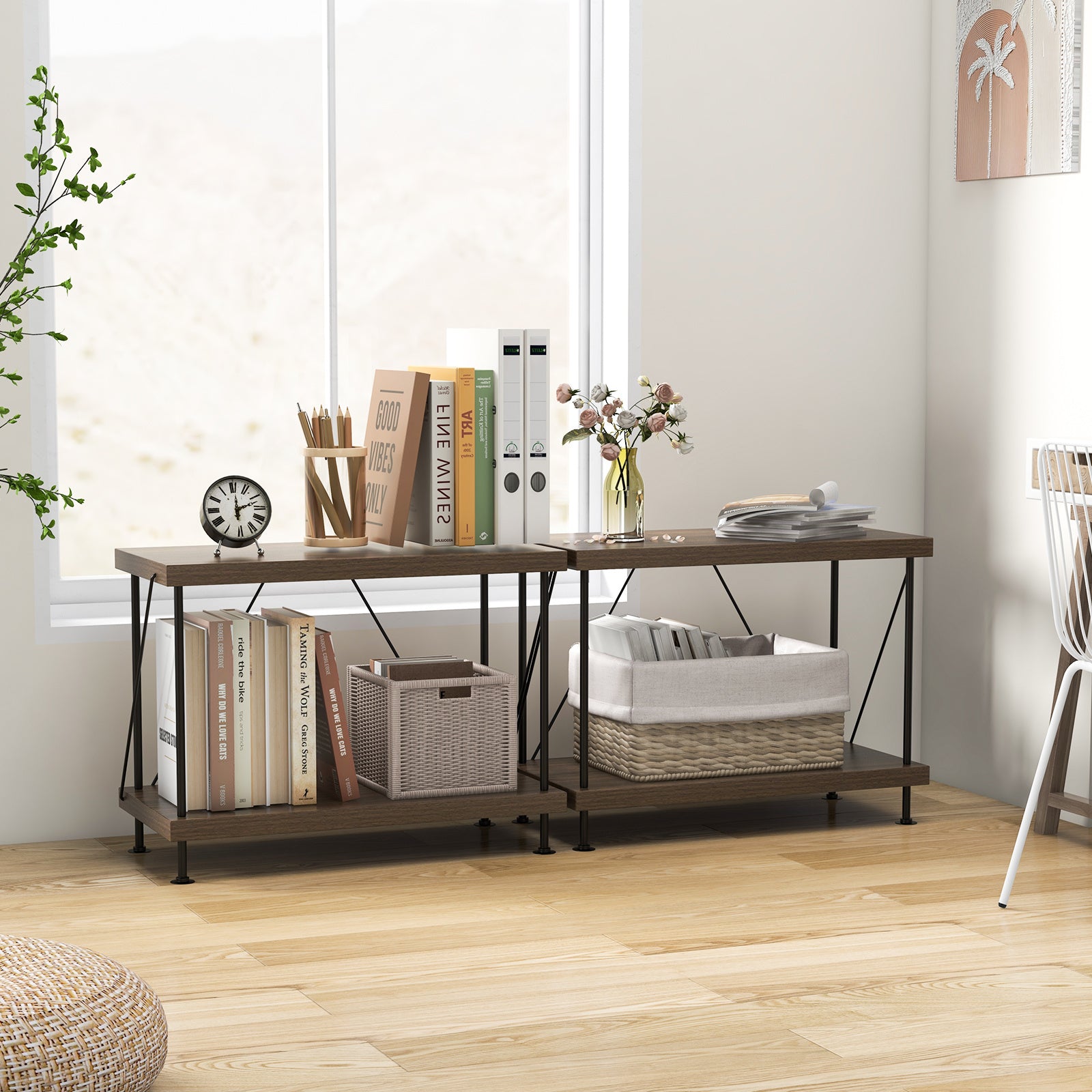 2-Tier Multipurpose Display Rack with Metal Frame 2 Pack