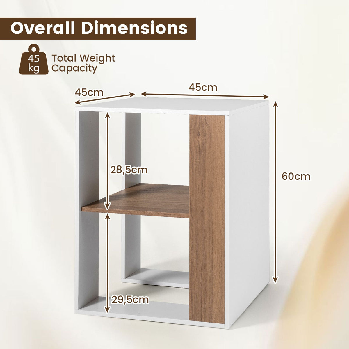 2-Tier Square End Table with Storage Shelf for Living Room Bedroom Set of 2
