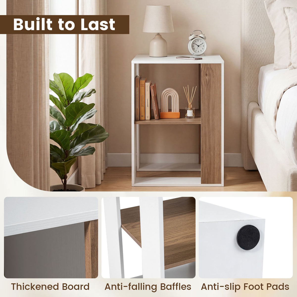 2-Tier Square End Table with Storage Shelf for Living Room Bedroom Set of 2