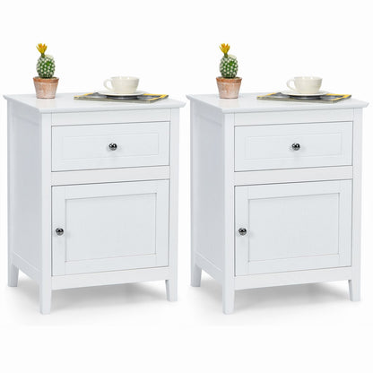 2-Tier Modern Badroom Nightstand with Drawer Set of 2