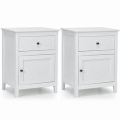 2-Tier Modern Badroom Nightstand with Drawer Set of 2