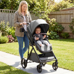2 in 1 Baby Stroller Convertible High Landscape with Bassinet Mode Reversible Seat-Grey