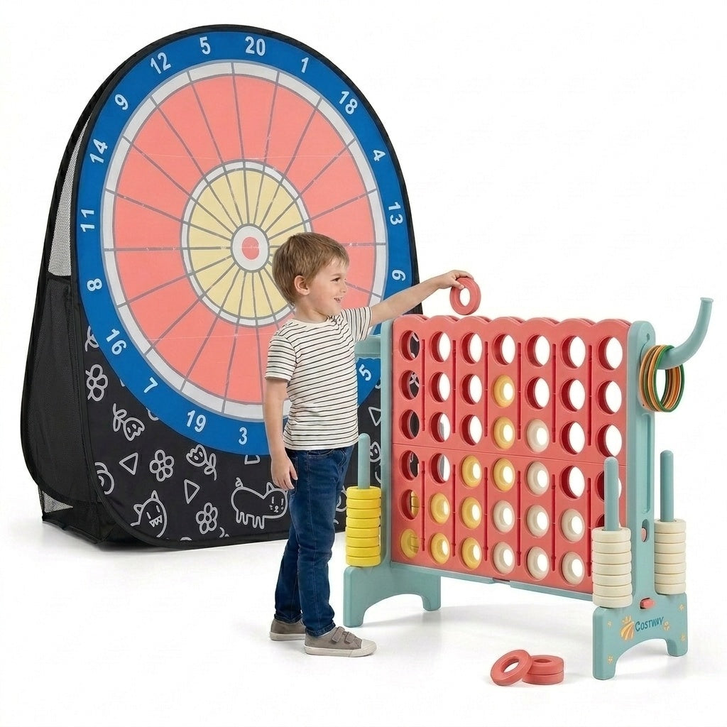 2-in-1 Giant Games Set with Connect 4 and Soccer Dart Board