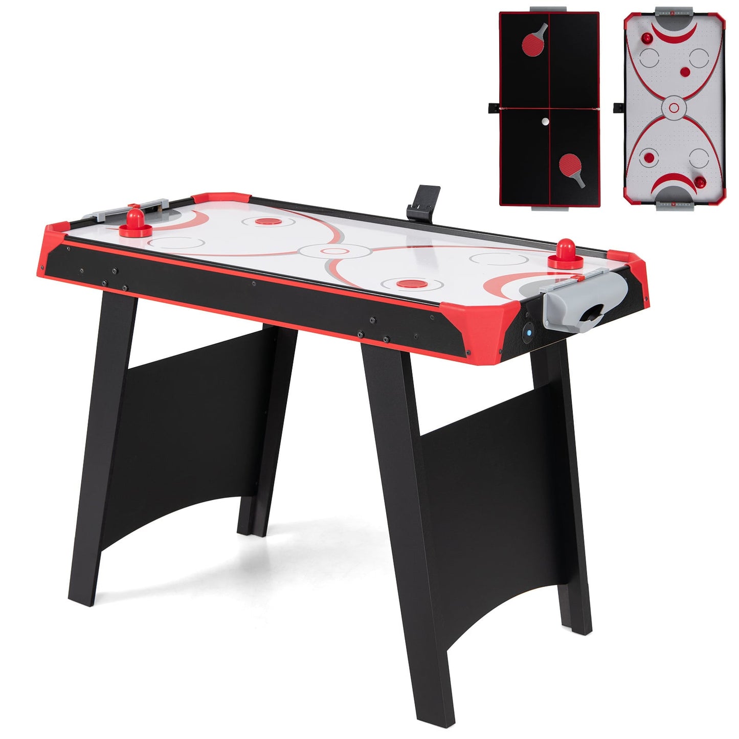 2-in-1 Multi-Game Table with Air Hockey and Table Tennis Top for Kids and Adults-Black