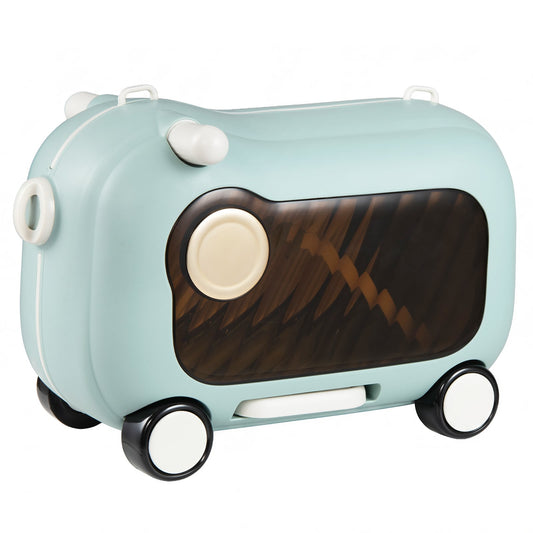 2-in-1 Ride-on Luggage for with Retractable Pedal and Strap for Ages 2+ Kids-Blue