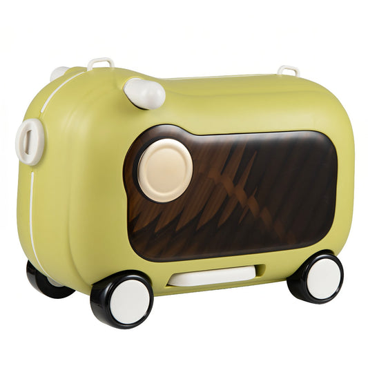 2-in-1 Ride-on Luggage for with Retractable Pedal and Strap for Ages 2+ Kids-Green