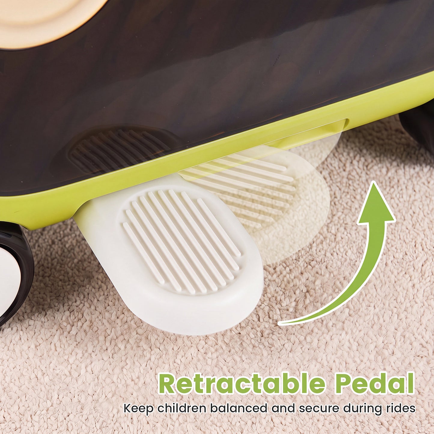 2-in-1 Ride-on Luggage for with Retractable Pedal and Strap for Ages 2+ Kids-Green