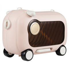2-in-1 Ride-on Luggage for with Retractable Pedal and Strap for Ages 2+ Kids-Pink