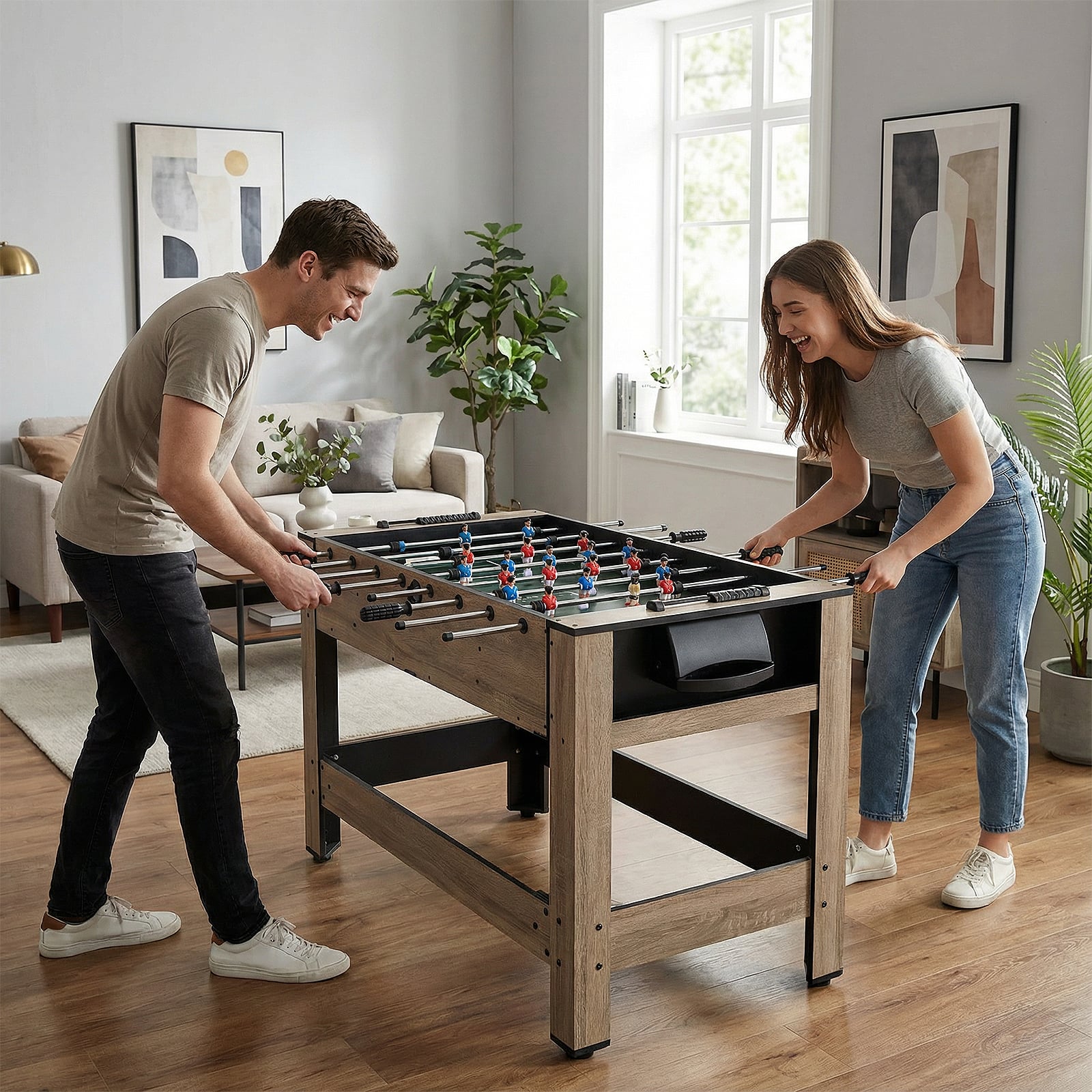 2-in-1 Swivel Game Table for Teens Adults-Brown