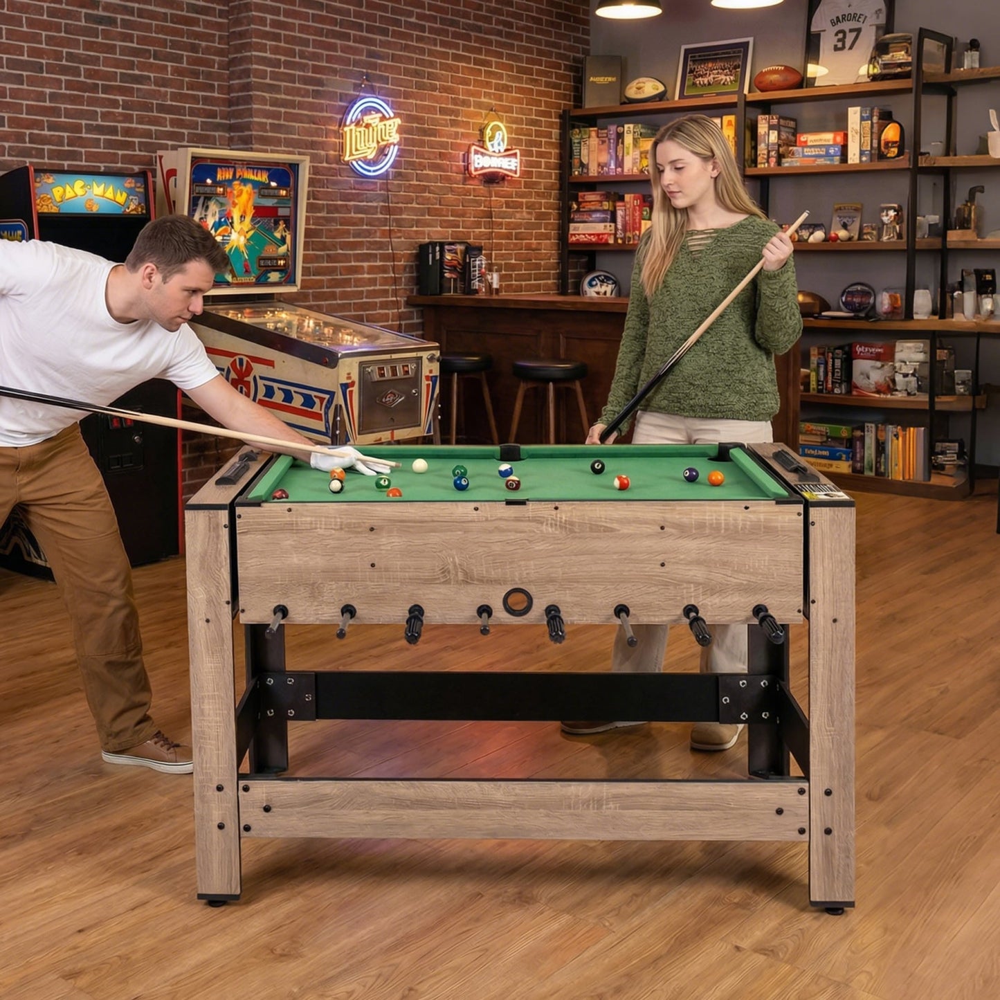 2-in-1 Swivel Game Table for Teens Adults-Brown