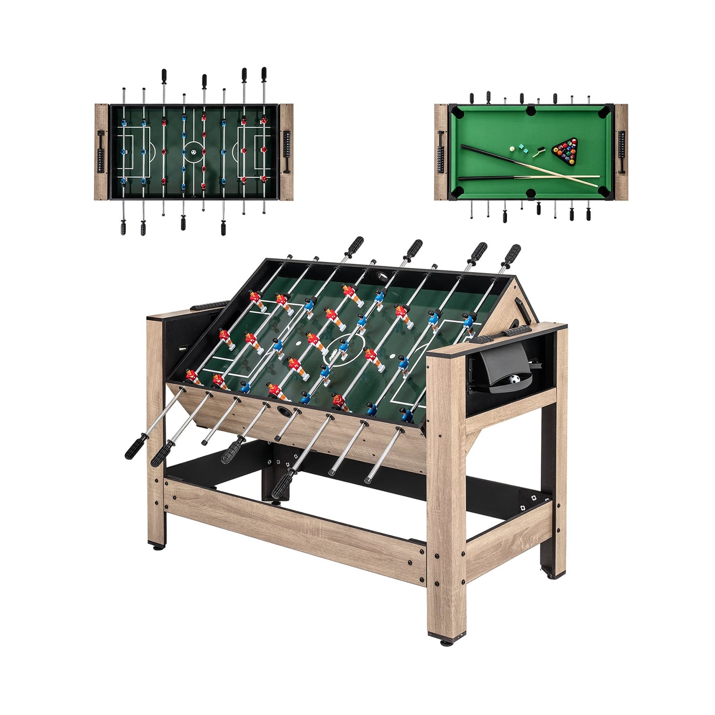 2-in-1 Swivel Game Table for Teens Adults-Brown