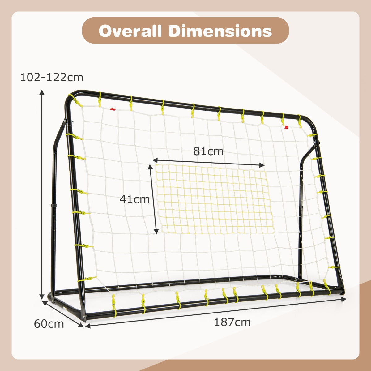 2-in-1 Kids Soccer Rebounder and Soccer Goal for Kids Aged 6+ Years Old-Black