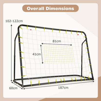 2-in-1 Kids Soccer Rebounder and Soccer Goal for Kids Aged 6+ Years Old-Black