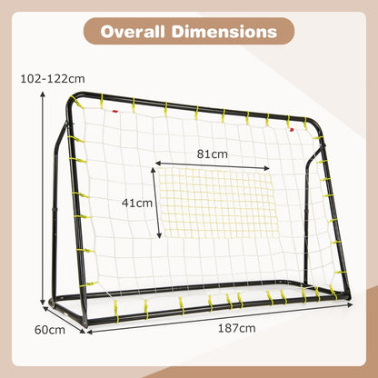 2-in-1 Kids Soccer Rebounder and Soccer Goal for Kids Aged 6+ Years Old-Black