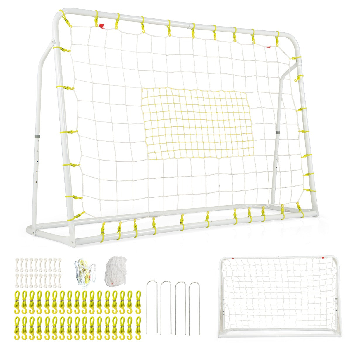 2-in-1 Kids Soccer Rebounder and Soccer Goal for Kids Aged 6+ Years Old-White