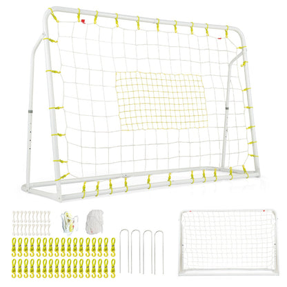 2-in-1 Kids Soccer Rebounder and Soccer Goal for Kids Aged 6+ Years Old-White