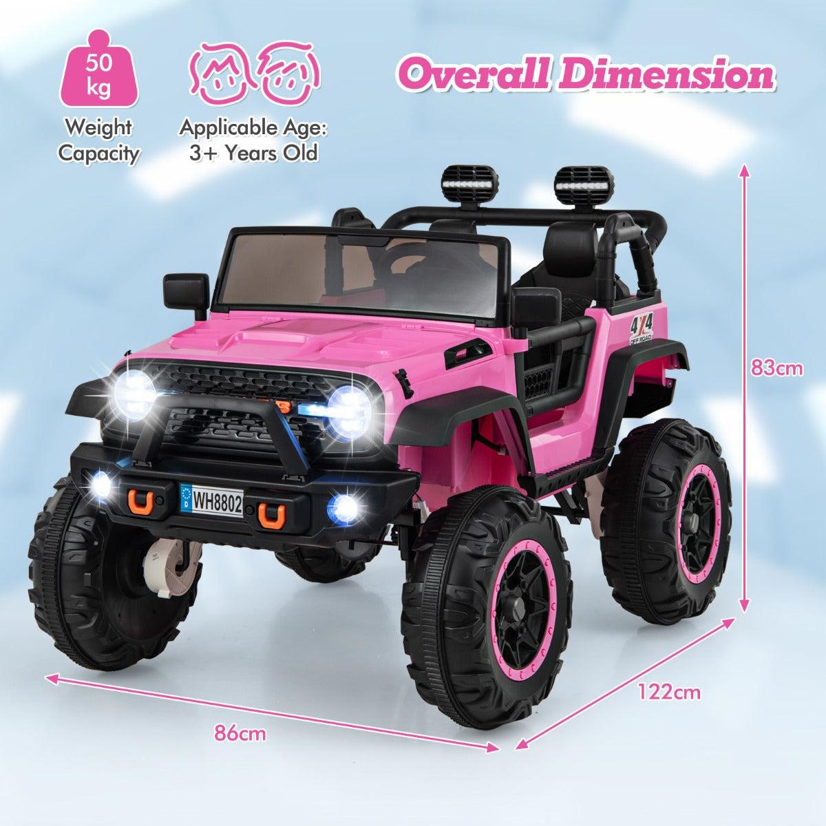 2-Seater Ride On Car with Remote Control and Horn for Boys and Girls-Pink