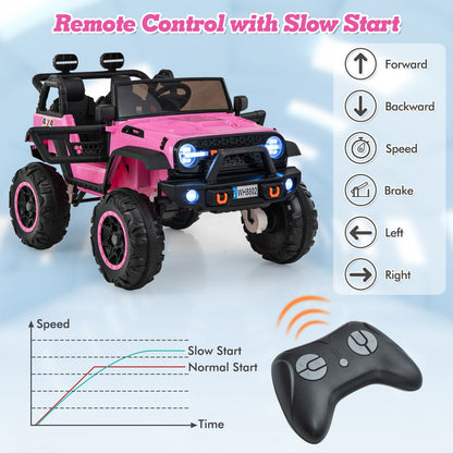 2-Seater Ride On Car with Remote Control and Horn for Boys and Girls-Pink