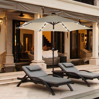 3-Tier Solar Powered LED Lighted Patio Umbrella-Beige