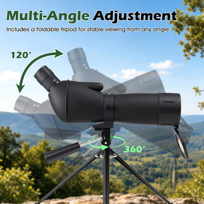 20-60x60 HD Spotting Scope with Tripod and Phone Adapter for Birds-Black