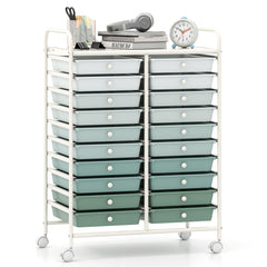 20 Drawers Storage Trolley with 4 Wheels for Beauty Salon-Green