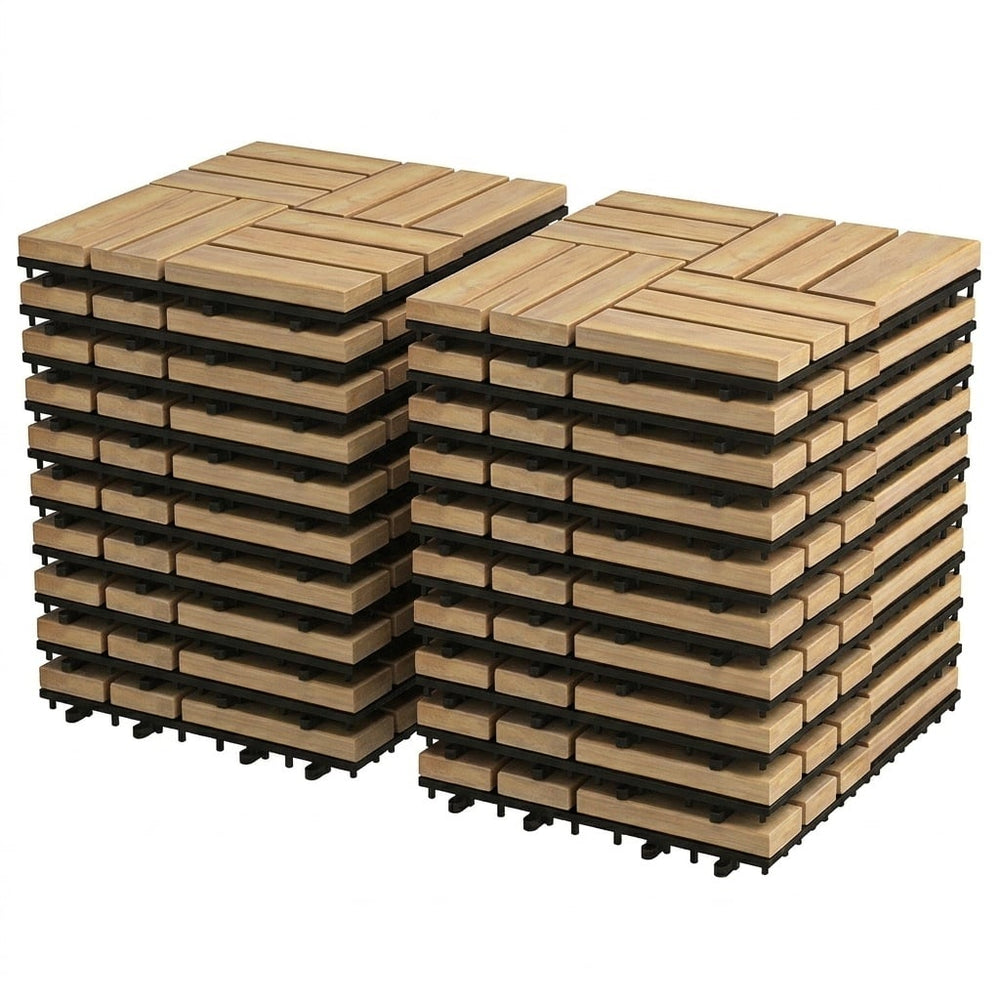 20 PCS Wood Tiles Acacia Wood Interlocking Floor Tiles