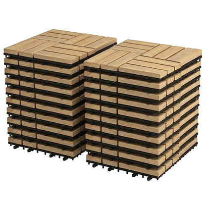 20 PCS Wood Tiles Acacia Wood Interlocking Floor Tiles